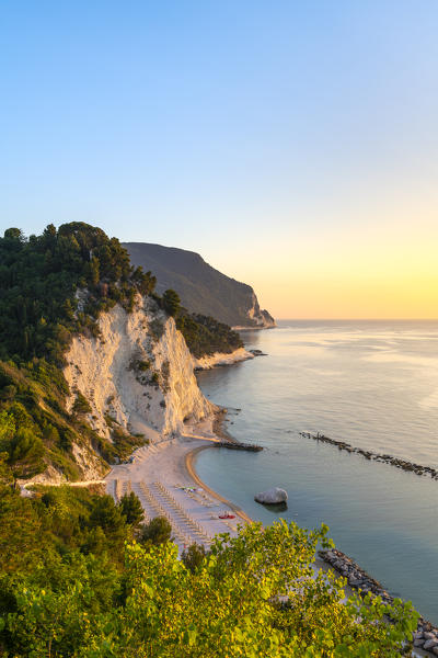 Spiaggia Del Frate (Friar beach), mount Conero in the background. Numana, Ancona, Marche, Italy, Europe