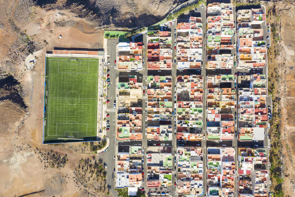 Aerial view of Las Coloradas village, Las Palmas, Gran Canaria, Canary Islands, Spain
