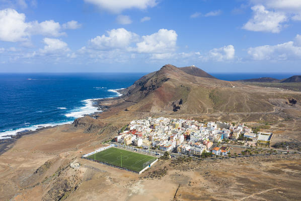 Aerial view of Las Coloradas village, Las Palmas, Gran Canaria, Canary Islands, Spain