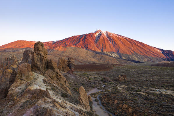 Roques de Garcia with mount Teide in background. Tenerife, Canary Islands, Spain