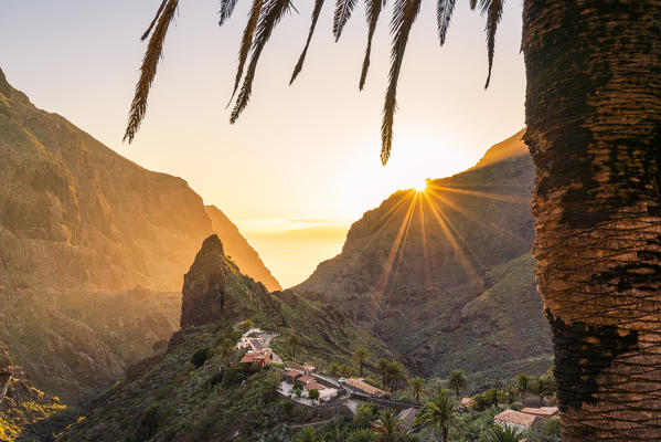 Masca village at sunset. Tenerife, Canary Islands, Spain