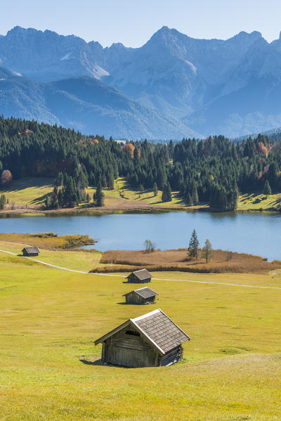 Gerold, Garmisch Partenkirchen, Bavaria, Germany, Europe. Gerold in autumn season, Karwendel range in the background