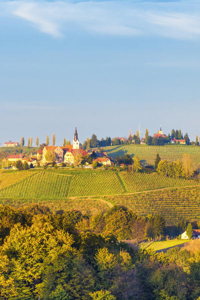 View of the villages of Svetinje and Jeruzalem. Ormoz, Drava region, Slovenia
