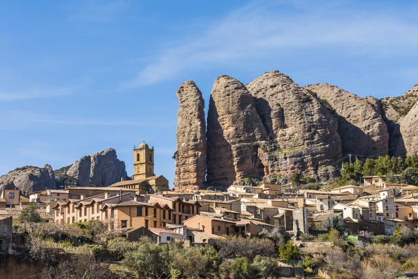 Aguero village, province of Huesca, Aragon, Spain, Europe