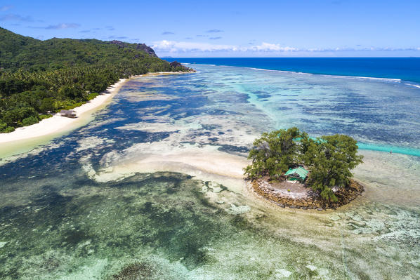 Aerial view, La Digue island, Seychelles, Africa