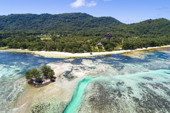 Aerial view, La Digue island, Seychelles, Africa