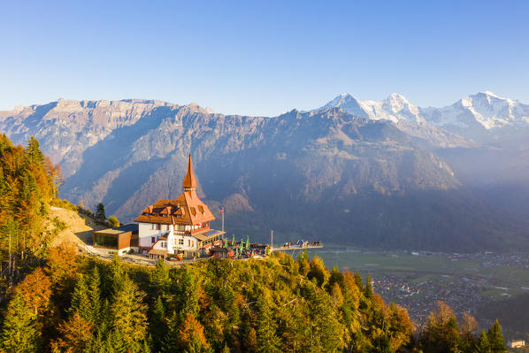 Harder Kulm and Interlaken valley. Harder Kulm, Canton of Bern, Switzerland, Europe
