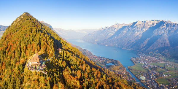 Harder Kulm and Interlaken valley. Harder Kulm, Canton of Bern, Switzerland, Europe