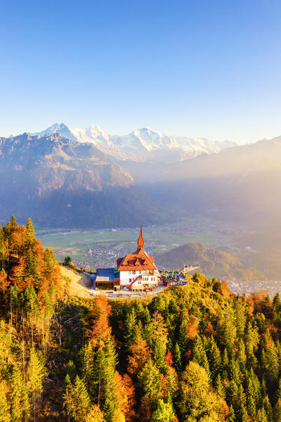 Harder Kulm and Interlaken valley. Harder Kulm, Canton of Bern, Switzerland, Europe