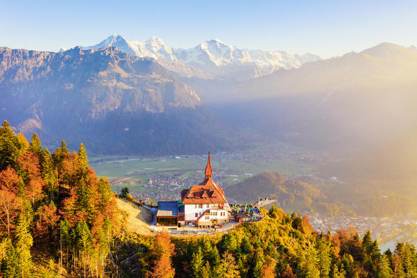 Harder Kulm and Interlaken valley. Harder Kulm, Canton of Bern, Switzerland, Europe