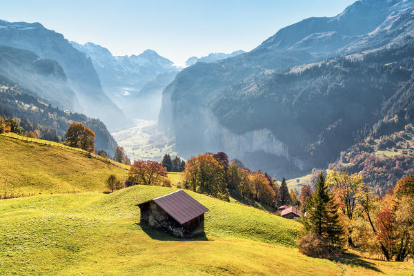 Wengen and Lauterbrunnen valley. Wengen, Canton of Bern, Switzerland, Europe