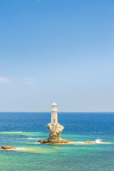 Tourlitis lighthouse, the first automatic offshore lighthouse in Greece, Andros, Cyclades Archipelago, Greece, Europe