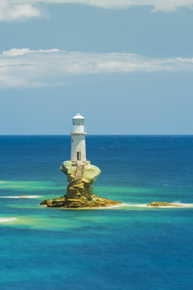 Tourlitis lighthouse, the first automatic offshore lighthouse in Greece, Andros, Cyclades Archipelago, Greece, Europe