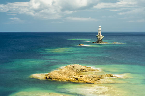 Tourlitis lighthouse, the first automatic offshore lighthouse in Greece, Andros, Cyclades Archipelago, Greece, Europe