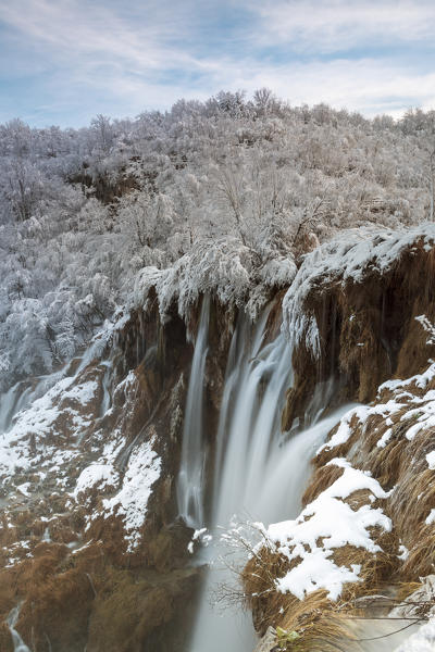Great waterfall of Plitvice Lakes National Park, Plitvicka Jezera, Lika and  Senj County, Croatia