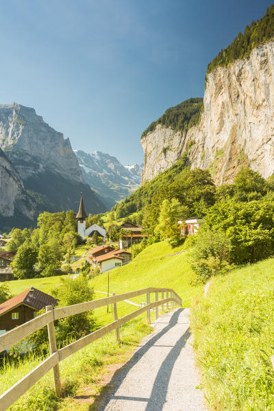 Village of Lauterbrunnen,Interlaken-Oberhasli administrative district, canton of Bern,Bernese Oberland, Switzerland.