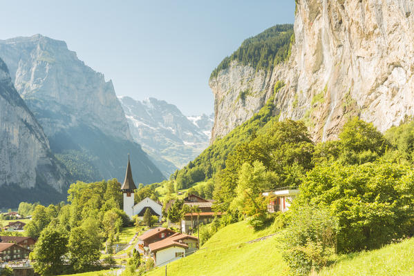 Village of Lauterbrunnen,Interlaken-Oberhasli administrative district, canton of Bern,Bernese Oberland, Switzerland.