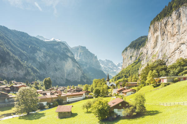 Village of Lauterbrunnen,Interlaken-Oberhasli administrative district, canton of Bern,Bernese Oberland, Switzerland.