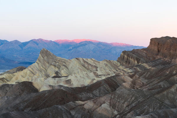 Sunrise at Zabriskie Point, Death Valley National Park, Inyo County, California, North America, USA
