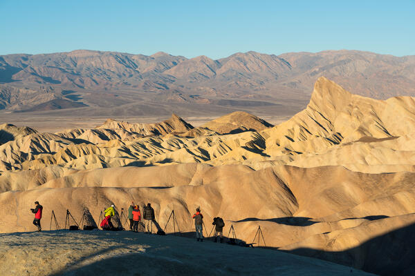 Photographers at Zabriskie Point, Death Valley National Park, Inyo County, California, North America, USA
