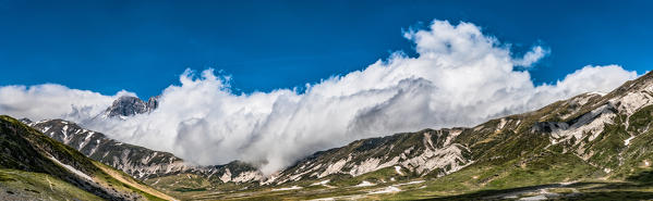 The clouds surround the Gran Sasso, Campo Imperatore, L'Aquila province, Abruzzo, Italy, Europe