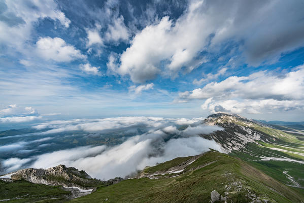 Centenario pathway photographed by Mount Aquila, Campo Imperatore, L'Aquila province, Abruzzo, Italy, Europe