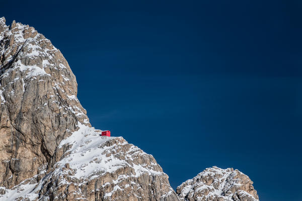 Bivacco Bafile on Gran Sasso in spring, Campo Imperatore, Teramo province, Abruzzo, Italy, Europe