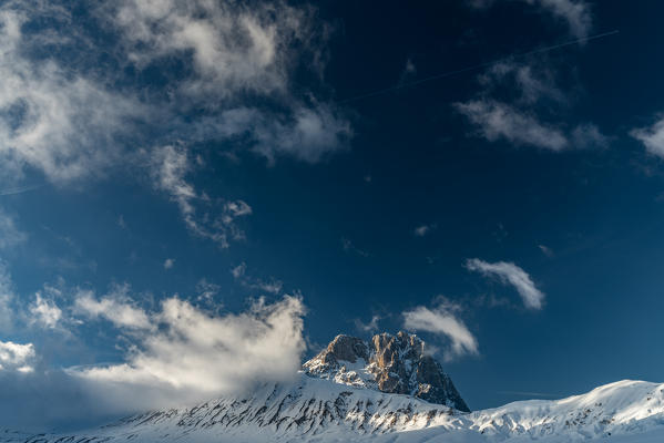 Mount Aquila and the Gran Sasso in winter, Campo Imperatore, L'Aquila province, Abruzzo, Italy, Europe