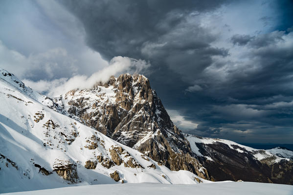 Gran Sasso d'Italia before the storm, Campo Imperatore, Teramo province, Abruzzo, Italy, Europe
