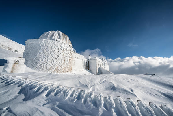 Astronomical observatory covered with ice, Campo Imperatore, L'Aquila province, Abruzzo, Italy, Europe