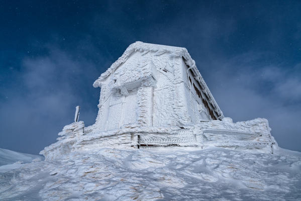 Rifugio Duca degli Abruzzi after an ice storm, Campo Imperatore, L'Aquila province, Abruzzo, Italy, Europe