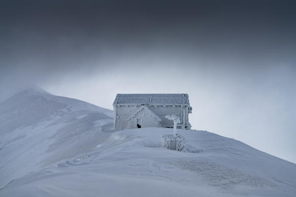 Rifugio Duca degli Abruzzi covered with ice, Campo Imperatore, L'Aquila province, Abruzzo, Italy, Europe