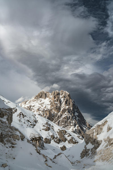 Gran Sasso d'Italia before the storm, Campo Imperatore, Teramo province, Abruzzo, Italy, Europe