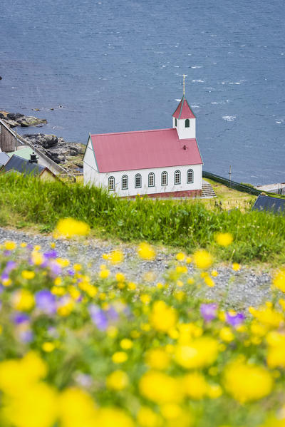 The little church of Kunoy, Kunoy island, Faroe Islands, Denmark, Europe