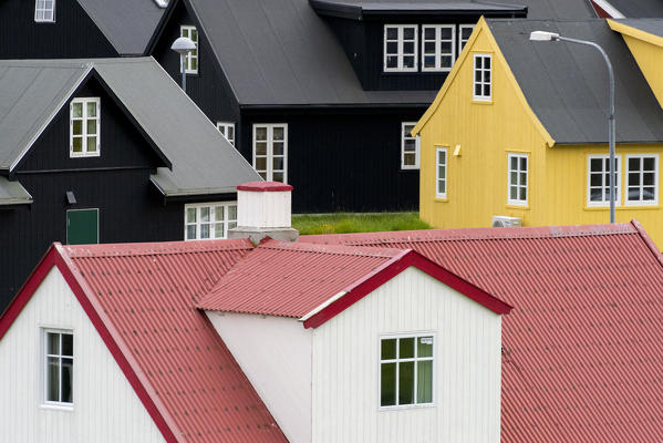 Details of houses in Gjogv, Eysturoy island, Faroe Islands, Denmark, Europe