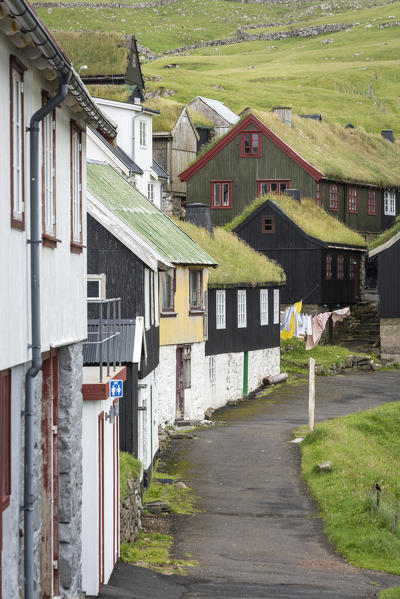 Traditional village of Mykines, Mykines island, Faroe Islands, Denmark, Europe