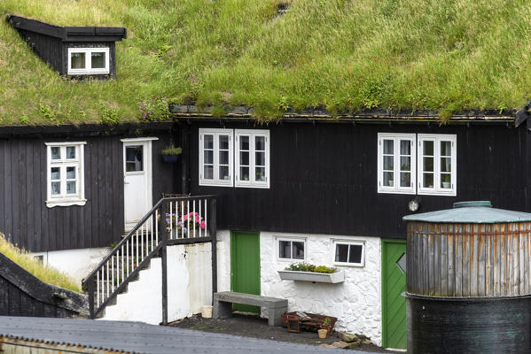 Traditional house of Mykines, Mykines island, Faroe Islands, Denmark, Europe