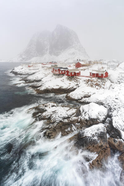Storm colors around the fishing village Hamnoy, Nordland, Lofoten Islands, Norway, Europe