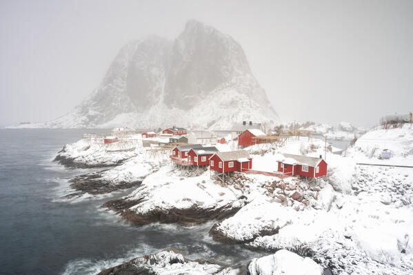 Storm colors around the fishing village Hamnoy, Nordland, Lofoten Islands, Norway, Europe