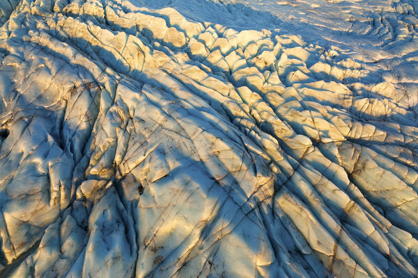 aerial view taken by drone of Skaftafellsjokull glacier, Austurland, Iceland, Europe