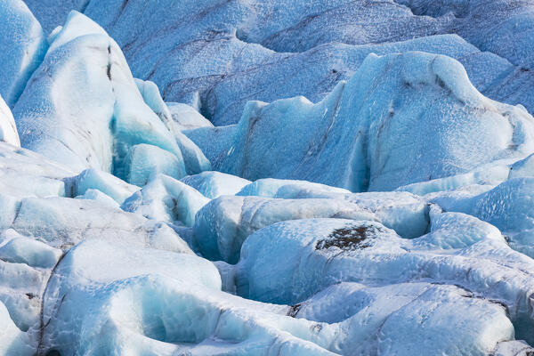 particular ice textures formed in the Svinafellsjokull glacier following the slow melting of the ice due to global warming, Iceland, Europe