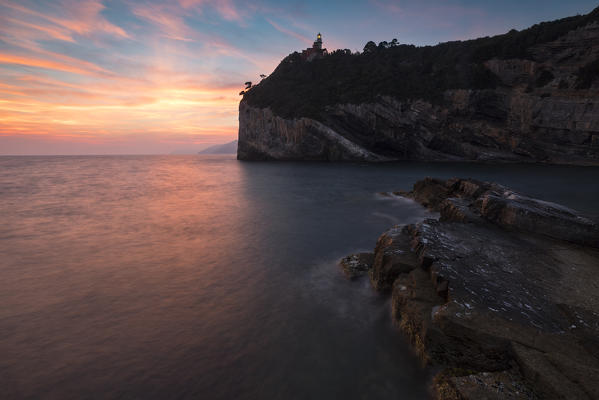 Sunset at Tino island, municipality of Portovenere, La Spezia province, Liguria, Italy, Europe
