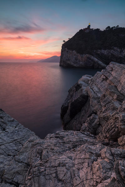 Sunset at Tino island, municipality of Portovenere, La Spezia province, Liguria, Italy, Europe