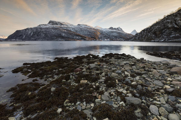 sunrise at Grovfjord, municipality of Skanland, Lofoten Island, Norway, Europe