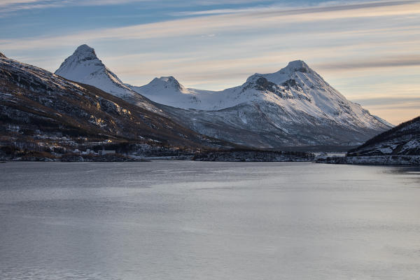 sunrise at Grovfjord, municipality of Skanland, Lofoten Island, Norway, Europe