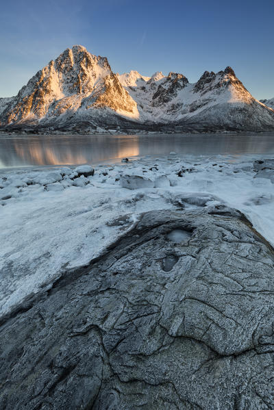 sunrise at Austnesfjorden, municipality of Vagan, Lofoten Island, Norway, Europe