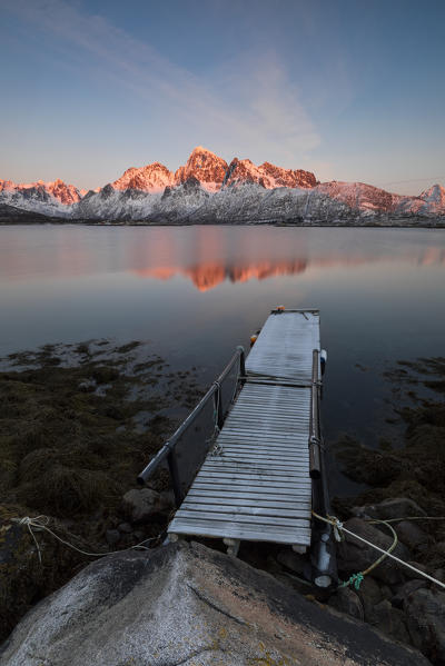 sunset at Vatterfjorden, municipality of Vagan, Lofoten Island, Norway, Europe