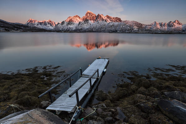 sunset at Vatterfjorden, municipality of Vagan, Lofoten Island, Norway, Europe