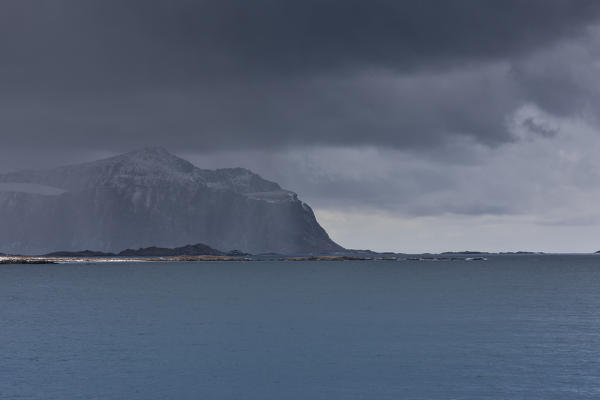 sea scape in Vareid, municipality of Flakstad, Lofoten Island, Norway, Europe