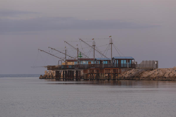 Fano pier at dusk, Pesaro Urbino province, Marche, Italy